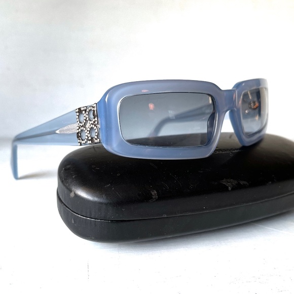 RARE Salvatore Ferragamo Vintage Mod Space Age Glam Bling Pastel Blue Sunglasses main image 11